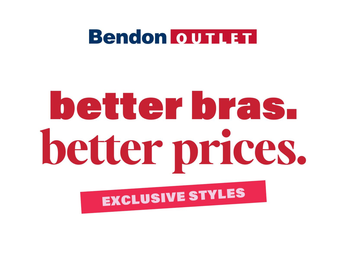 Bendon Outlet advertisement with text 'better bras. better prices.' on a white background