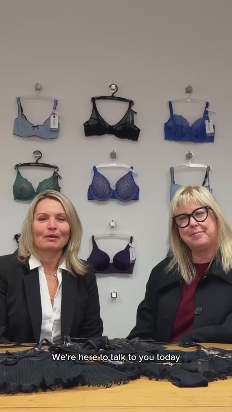 video of ceo and head of design introducing the oasis glow lingerie range