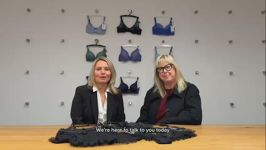 video of ceo and head of design introducing the oasis glow lingerie range